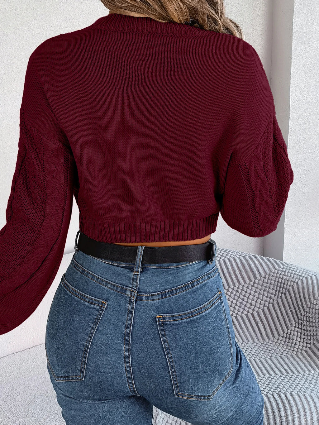 Autumn Winter Solid Color Round Neck Women Sweaters 2026 Casual Cable Knitted Long Sleeve Pullover Gray Army Green Red Crop Tops