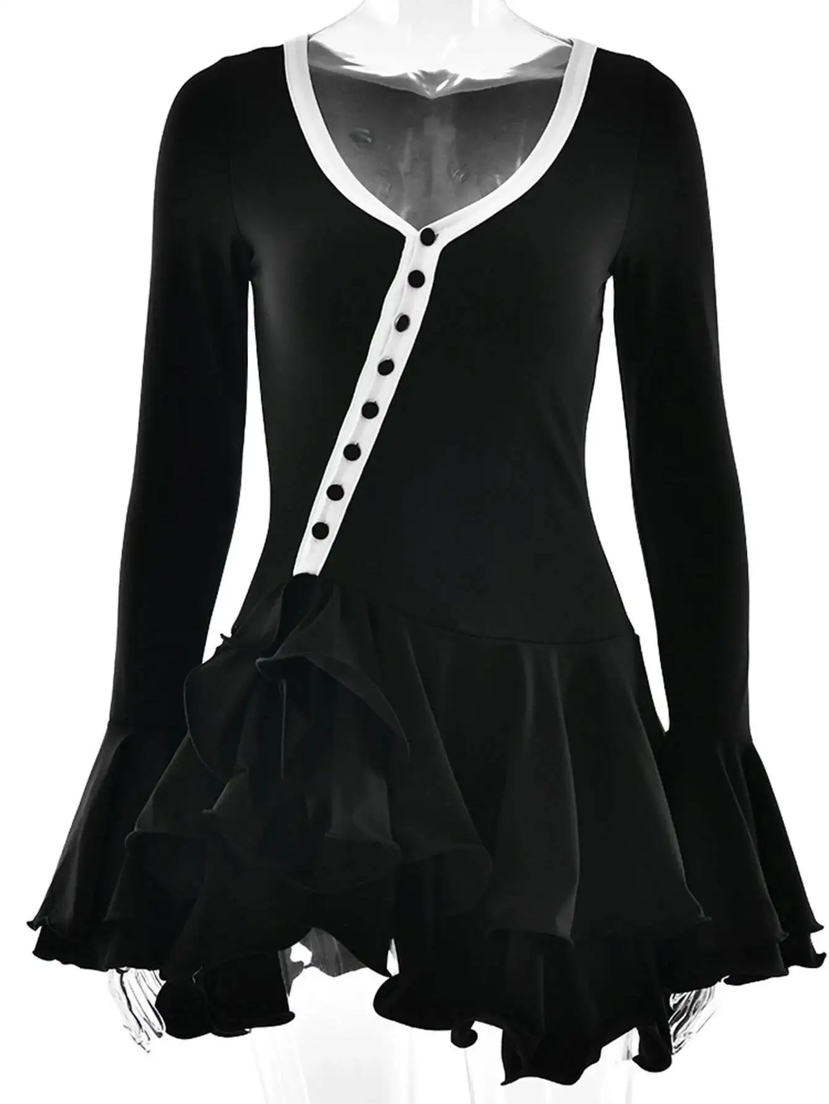 Sexy pink black ruffles mini summer dress women white club birthday party dress woman long sleeve prom evening dresses vestidos