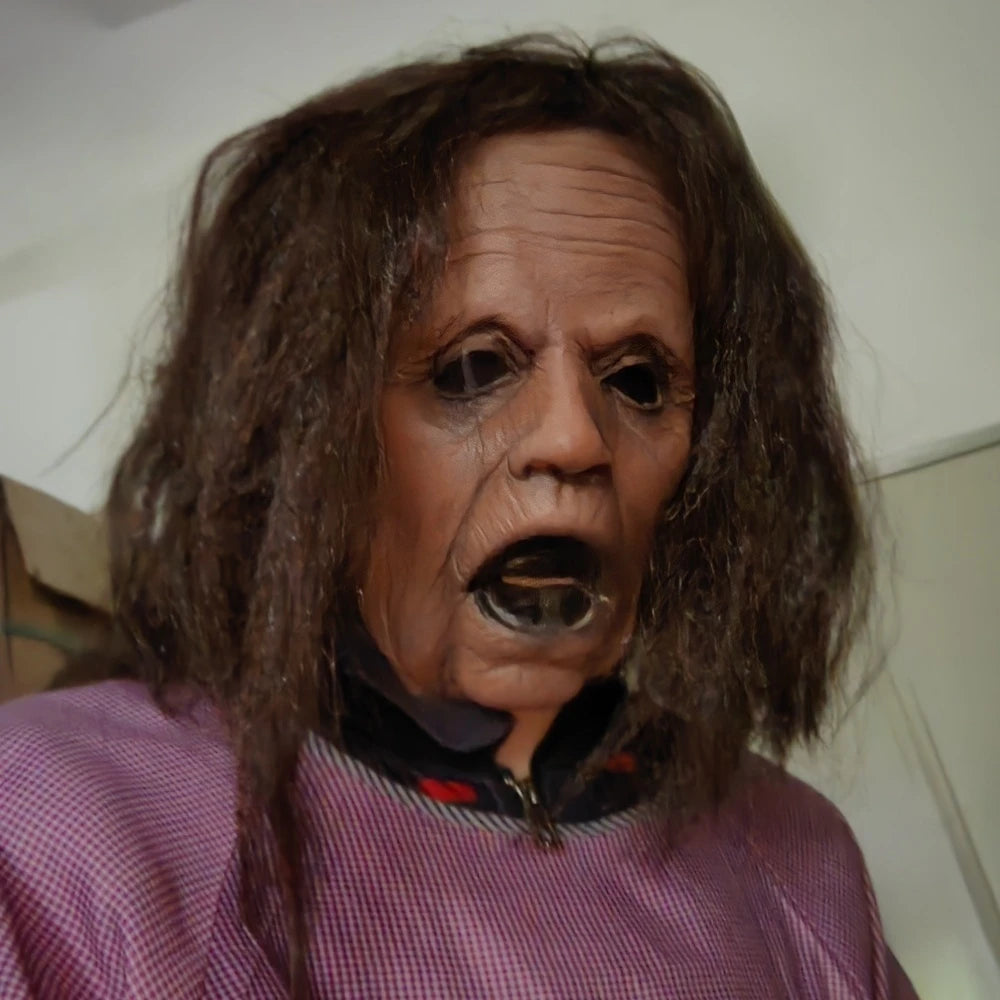 Halloween Lady Mask Realistic Old Man Mask Creepy Human Latex Masks Scary Screaming Headwear Novelty Cosplay Costume Party Props