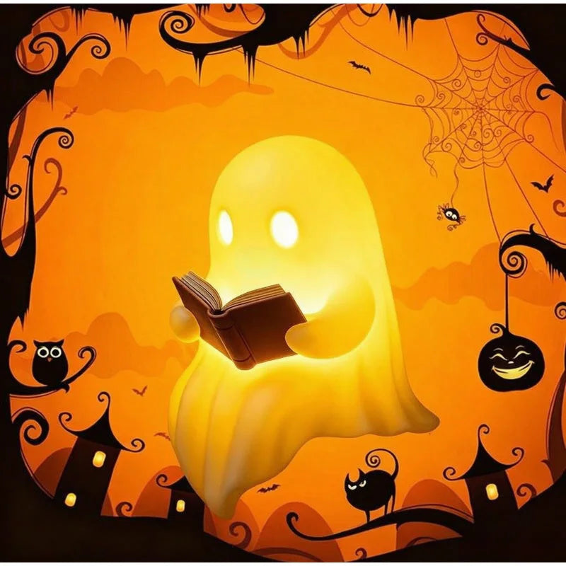 Halloween Desktop Luminous Reading Ghost Ornaments Ghost Books With Led Crafts With Lights Holiday Party Office Decoration Gifts