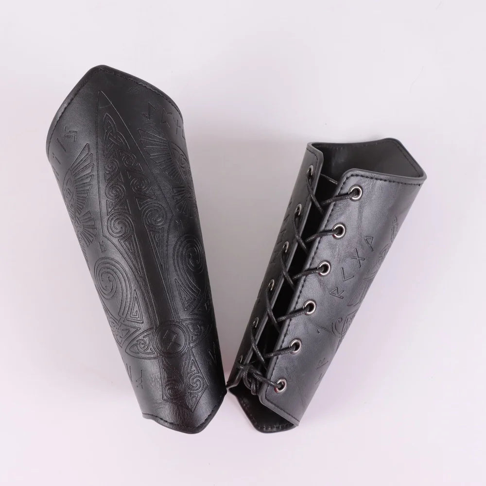 2 Pack Faux Leather Wristbands Viking Medieval Arm Guards Wristbands Halloween Accessories