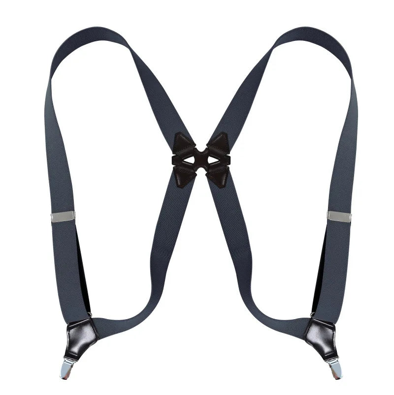 Hip-Clip Suspenders for Men Heavy Duty Big Tall 3.5cm 2 Clips Adjustable Elastic Trouser Braces Strap Belt Gifts for Dad Husband