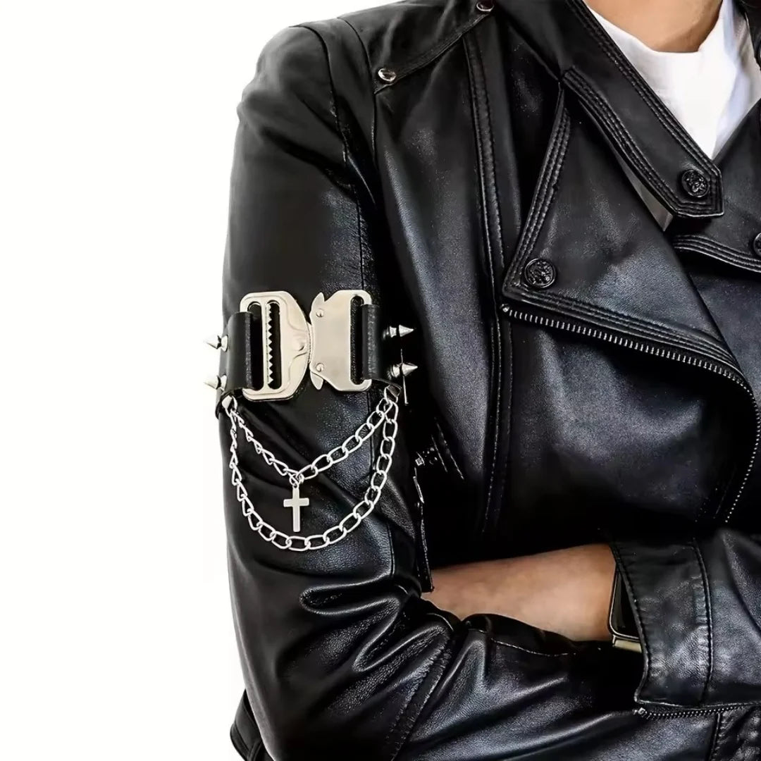 Men's Hip Hop Belt Gothic Faux Leather Arm Cuff with Decorative Tassels for Christmas Halloween Carnival Party Fashion Belt