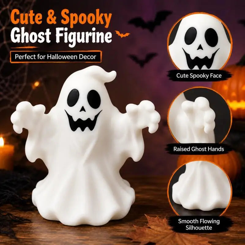 Halloween Ghost Figurine, Cute Spooky Desktop Ornament for Table, Shelf, Office, Home Party Seasonal Decor