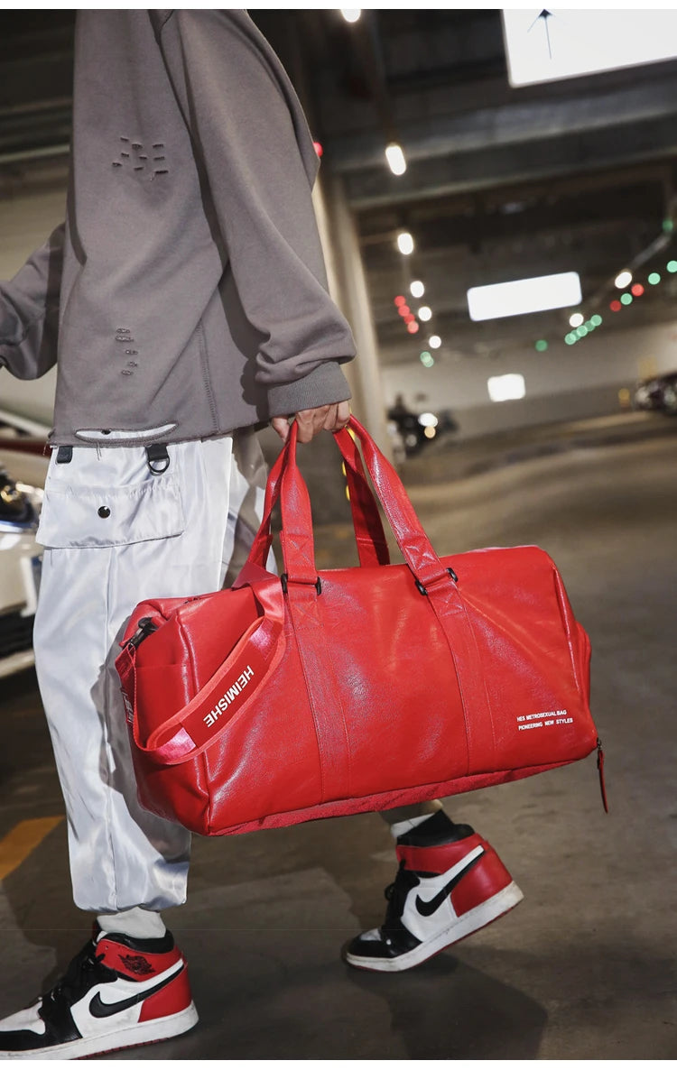 Men Gym Bag custom logo Large Dry And Wet Fitness Handbag Male Female Sports bag personality customization PU Leather Travel bag