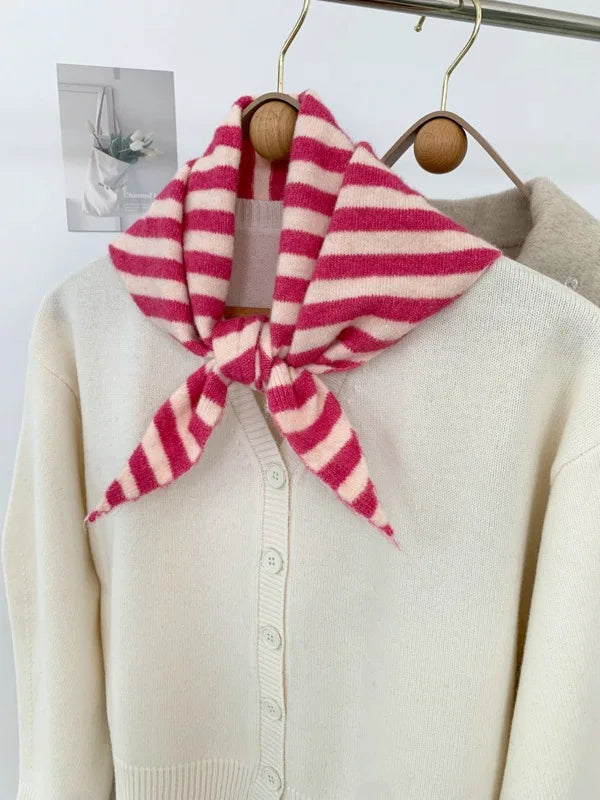 New Women Wool Scarf Shawl Winter Warm Soft Knitted Striped Triangle Fashion Brand Bandana Lady Wool Scarves