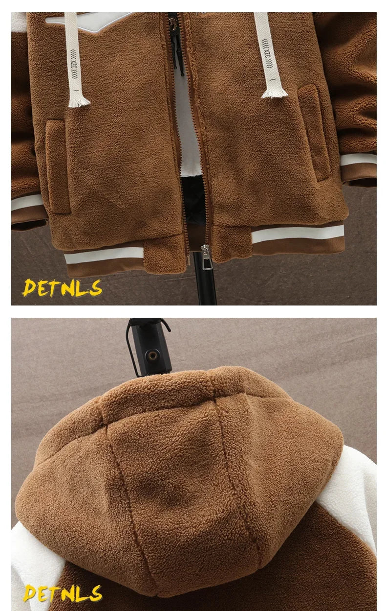 2023 Men's Hooded Jackets Japan Fashion Streetwear Harajuku Coats Men Autumn Winter Men Clothing Wool Jackets Embroidery Jacket