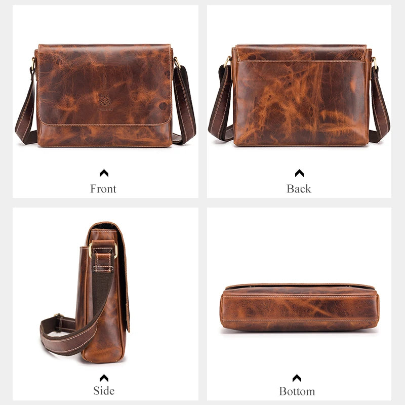 SCHLATUM 100% Genuine Leather Men's Shoulder Bags Messenger Bag for Men Crossbody Bags new Small Man Designer Handbag Bolso Male