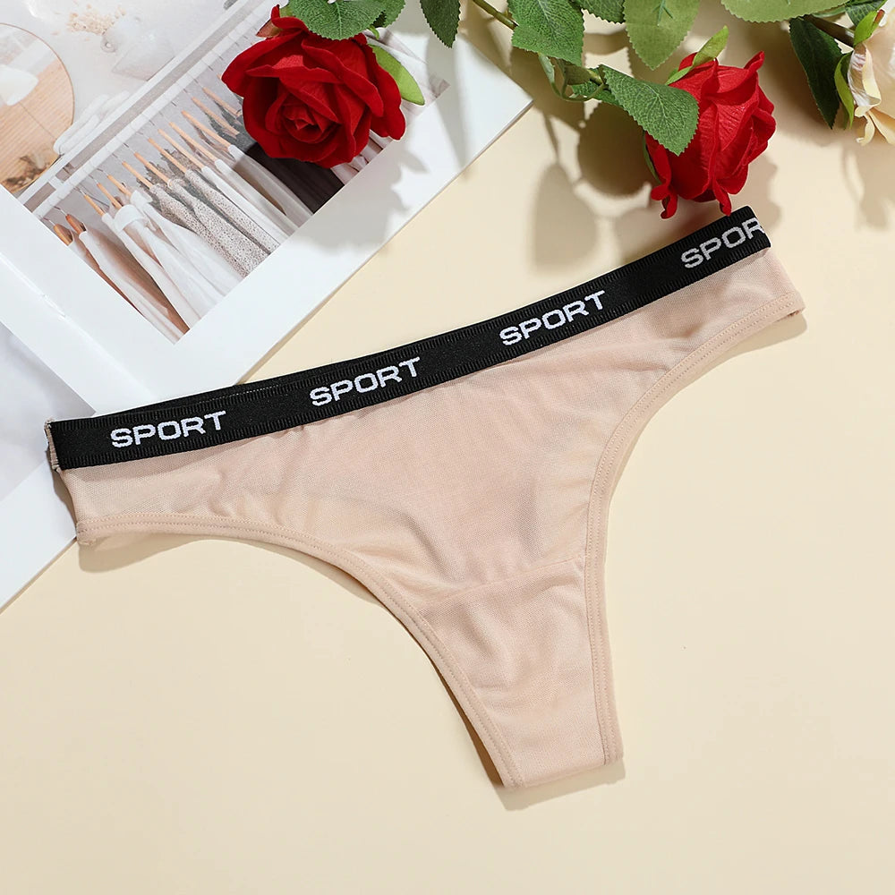 Sexy Mesh Transparent Thongs for Women Low-Rise Fashion Sporty Style String Lingerie Seamless Briefs Ladies Underwear Women's un