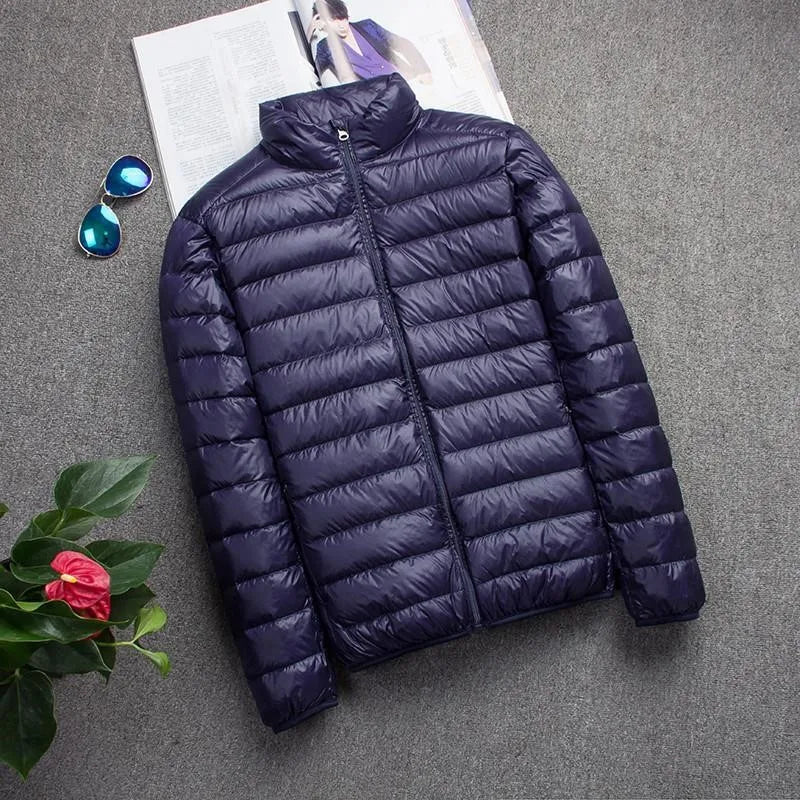 New Men Thin Down Jacket White Duck Down Ultralight Jackets Men's Autumn And Winter Warm Coats Portable Outwear
