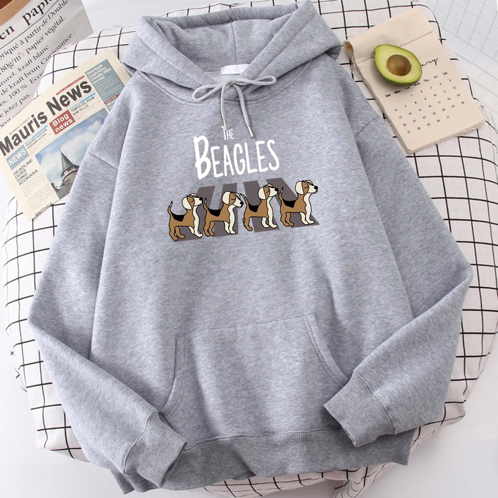 The Beagles Simplicity Printing Mens Hoody Harajuku Fleece Sweatshirt Fashion Crewneck Hooded Casual Oversize  Streetwear