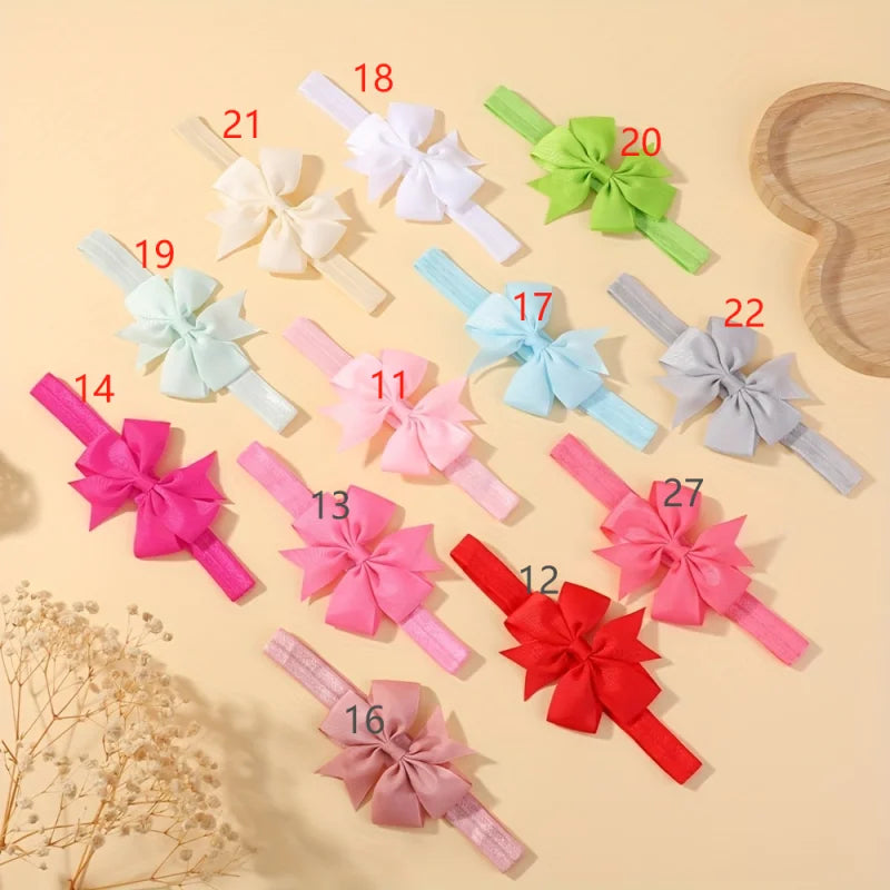 12Pcs/Set Baby Girls Ribbon Hair Bows Elastic Headbands Hair Band Kids Accessories for Infant Newborn Toddler Photo Props Gifts