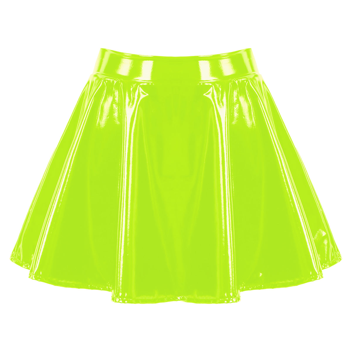 Sexy Women Wetlook PVC Leather Ruffled Skirts Party Low Waist Built-in Thongs Mini Skirt with Garter Belts Metal Clips Set Club
