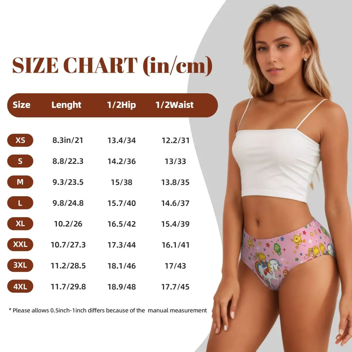 Custom Womens Cartoon Cute R-Rainbows B-Brite Anime Panties Comfort Briefs Underwear
