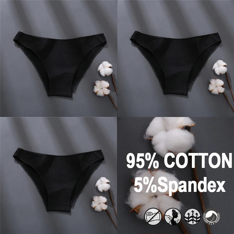 Women Sexy Cotton Panties Solid Color Underwear Simple Style Briefs Low Waist Breathable Panties Female Soft Intimates Lingerie
