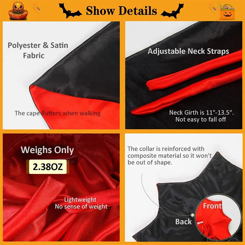 Halloween Vampire Pet Costumes Cats Dogs,Atmospheric Magic CloaksFunny Capes for Cats Dogs Cosplay Funny Coat
