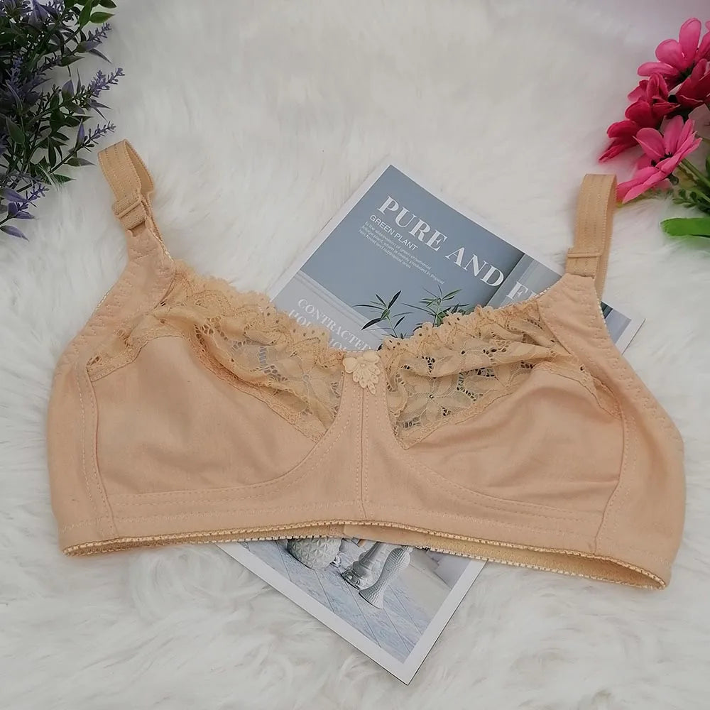 Solid Bra Unlined Comfortable Cotton Bras for Women Push Up Minimizer Wireless Plus Size Underwear Plunge Soft Sexy Lingerie C31