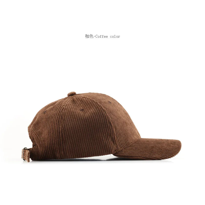 2025 New Corduroy Baseball Cap Women Men Cotton Solid Sunhat Sport Snapback Caps Autumn Warm Fashion Hip Hop Fishing Hat