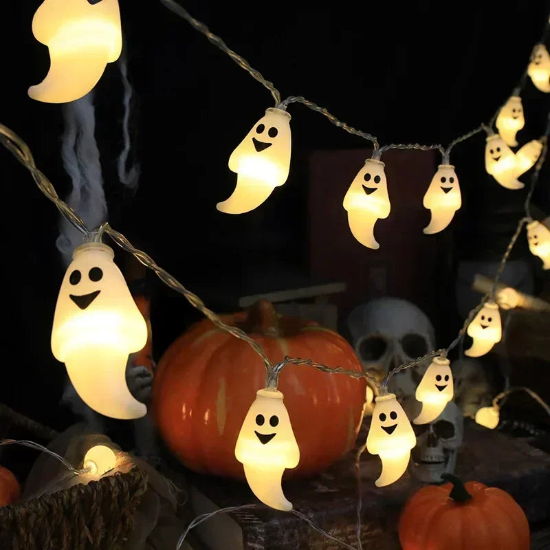 Halloween 1.5m 10 LED Battery Powered String Lights With Ghost Witch Cat Pumpkin Spider Web Skeleton Mummy Pirate Shape Indoor
