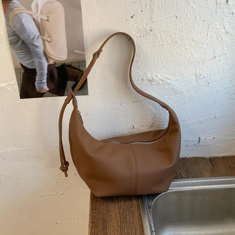 MOODS Shoulder Hobo Bags For Women Soft PU Leather Solid Color Large Capacity Shopping Totes With Adjustable Shoulder Strap 2026