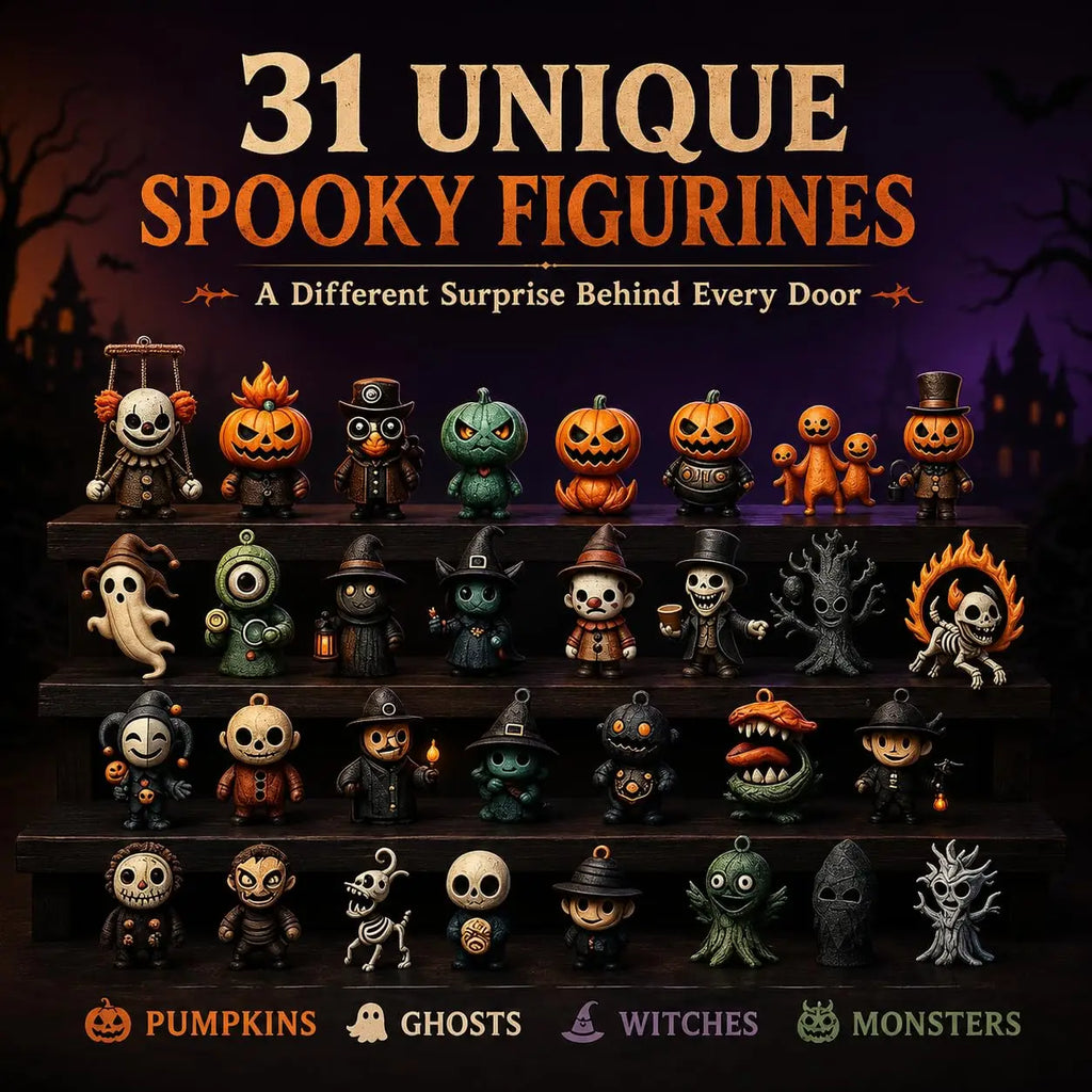 Halloween Advent Calendar, 31 Days of Halloween Countdown Calendar with 31 Mini Spooky Figurines, Surprise Box for Kids Adults