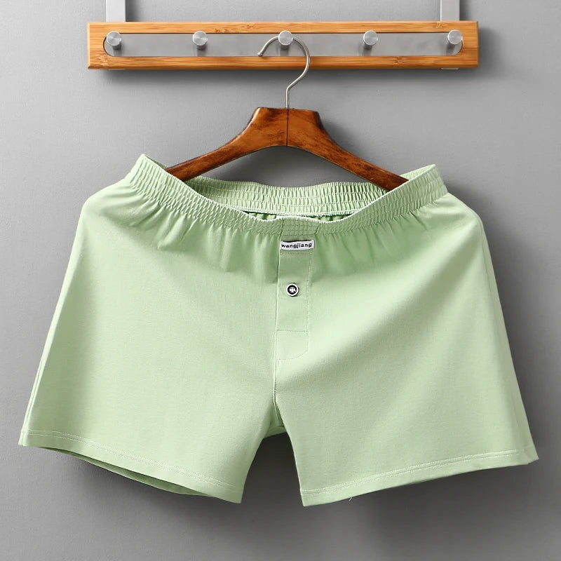 Men Casual Summer Elastic Waist Solid Shorts Printed Clothing Solid Color Shorts Japanese Style Cotton Home Shorts