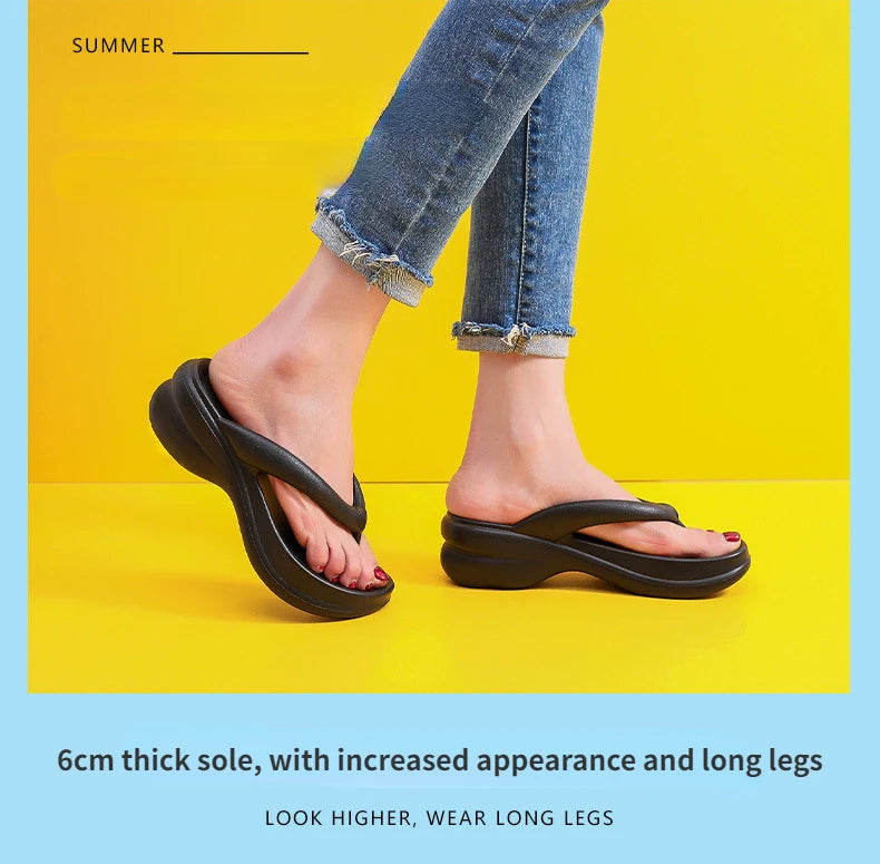 Woman House Heel Slipper Wedges Cloud Sandals Summer Soft Flip Flops Beach Slides Home Garden Shoe Outdoor Ladies Female Girls