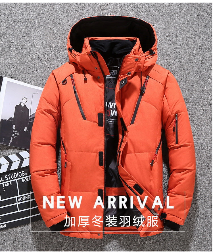 Winter Mens White Duck Down Jacket Warm Hooded Thick Slim Fit Puffer Jacket Coat Male Casual High Quality Overcoat Thermal