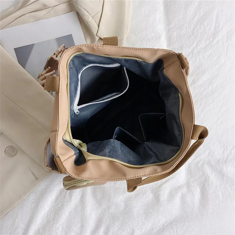 Oxford Design Double Sided Pocket Tote Bag Teen Women Large Capacity Handbag Single Shoulder Crossbody Bag with Round Coin Purse