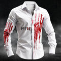 2025 Halloween Men's Letter Printed Blood Stains Shirt Button Up Shirt Long Sleeve Dark Punk Gothic Style Streetwear Men's Tops