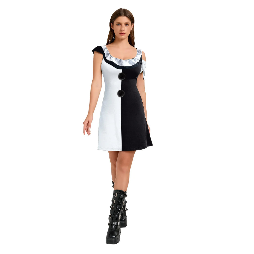 Halloween Clown Dress for Women Cosplay Terrifier 3 Bloody Costumes Adult Horror Bleed 3D Print Party Carnival Party Fancy Dress