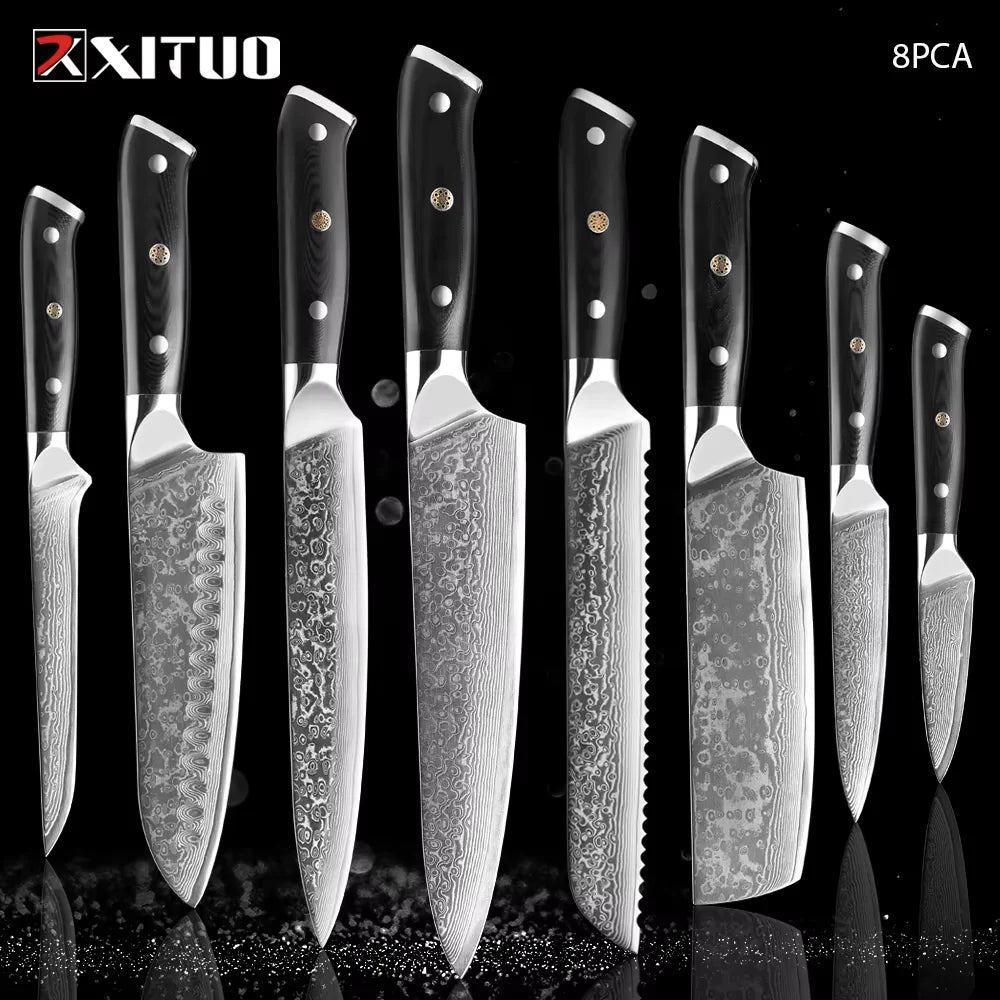 XITUO Professional Damascus steel kitchen knife 67-layer high carbon stainless steel ultra-sharp multi-functional cooking knife