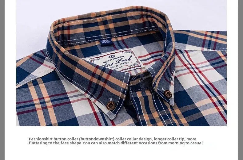 New Men's Pure Cotton Plaid Long Sleeve Shirt Spring Whole Cotton Casual Shirt Korean Style Slims Smooths Your Silhouette No Iro