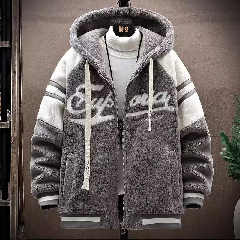 2023 Men's Hooded Jackets Japan Fashion Streetwear Harajuku Coats Men Autumn Winter Men Clothing Wool Jackets Embroidery Jacket