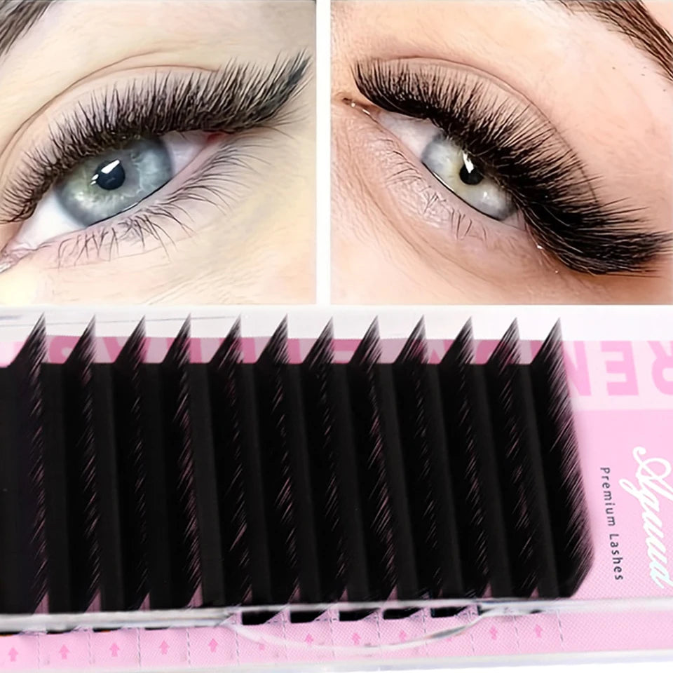 Aguud Soft Natural Matte Black False Eyelash 0.07 L M Curl 8-15mm Mix  Korean PBT Individual Eyelashes  Extension Makeup Cillios