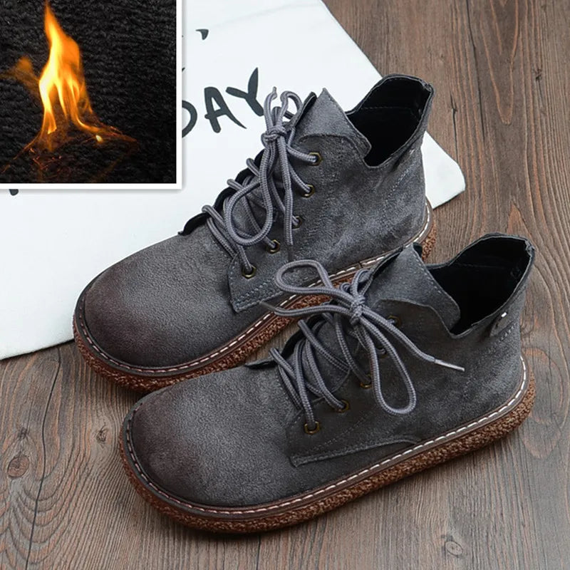 Careaymade-New Casual boots autumn&winter women's versatile big head doll shoes thick soled short boots flat soled women's boots