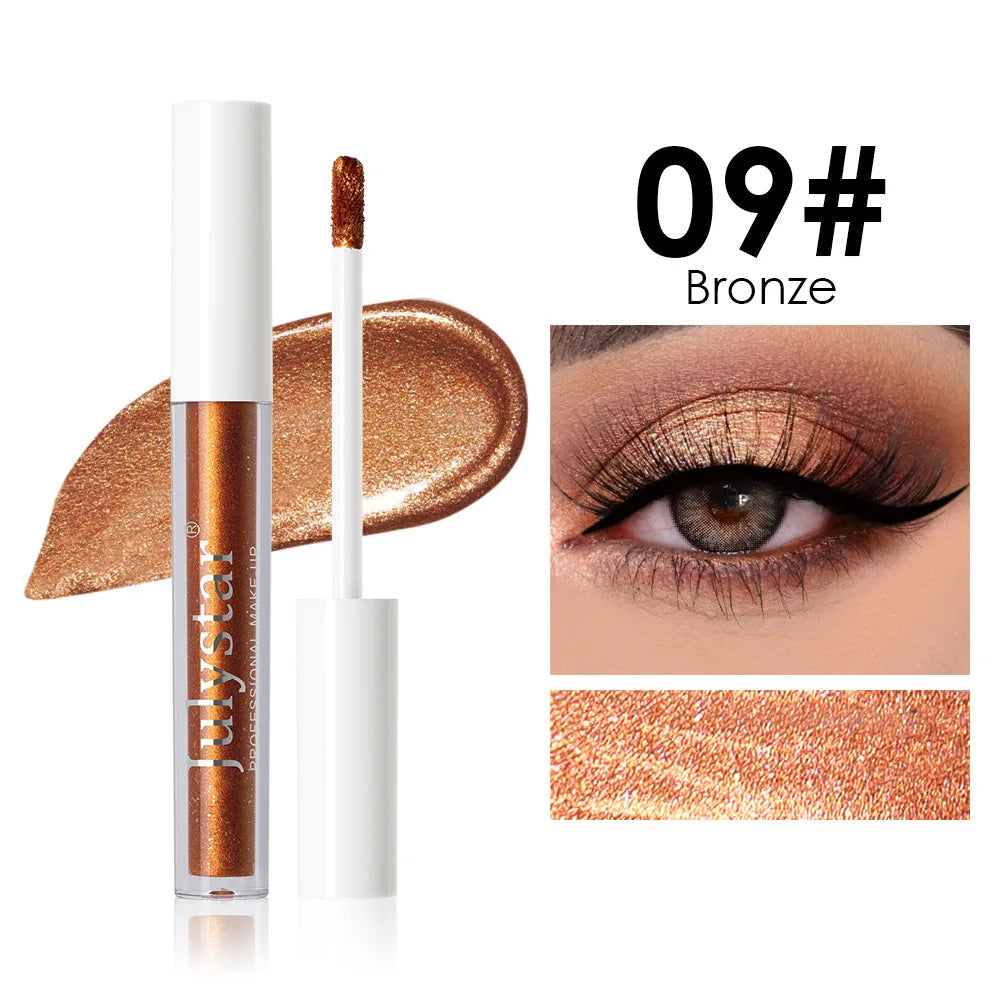 10 Colors Waterproof Liquid Eyeshadow High Shine Long-Lasting Sparkling Eye Shadow Metallic Pink Purple Party Stage Eyes Makeup
