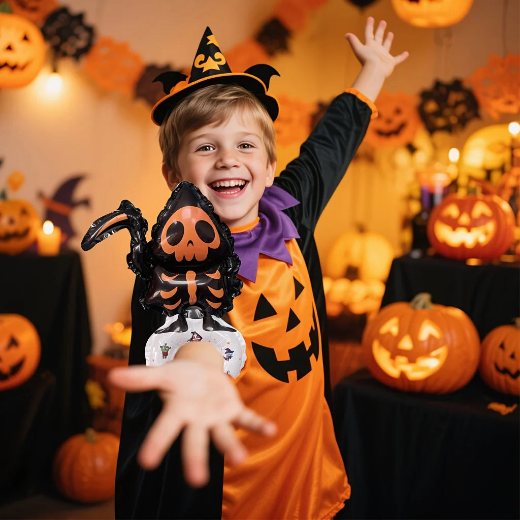 Halloween Wrist Balloon Set Cartoon Pumpkin Bat Skull Design Colorful Party Favors Halloween Day of The Dead New Year Christmas