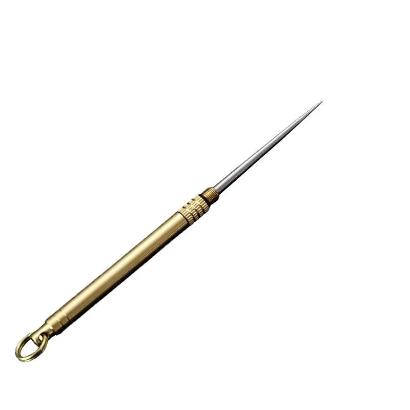 Titanium Brass Metal With Key Ring Fruit Pick Tooth Cleaning Personalized Brass Toothpick Toothpick Fruit Fork Toothpick Tube