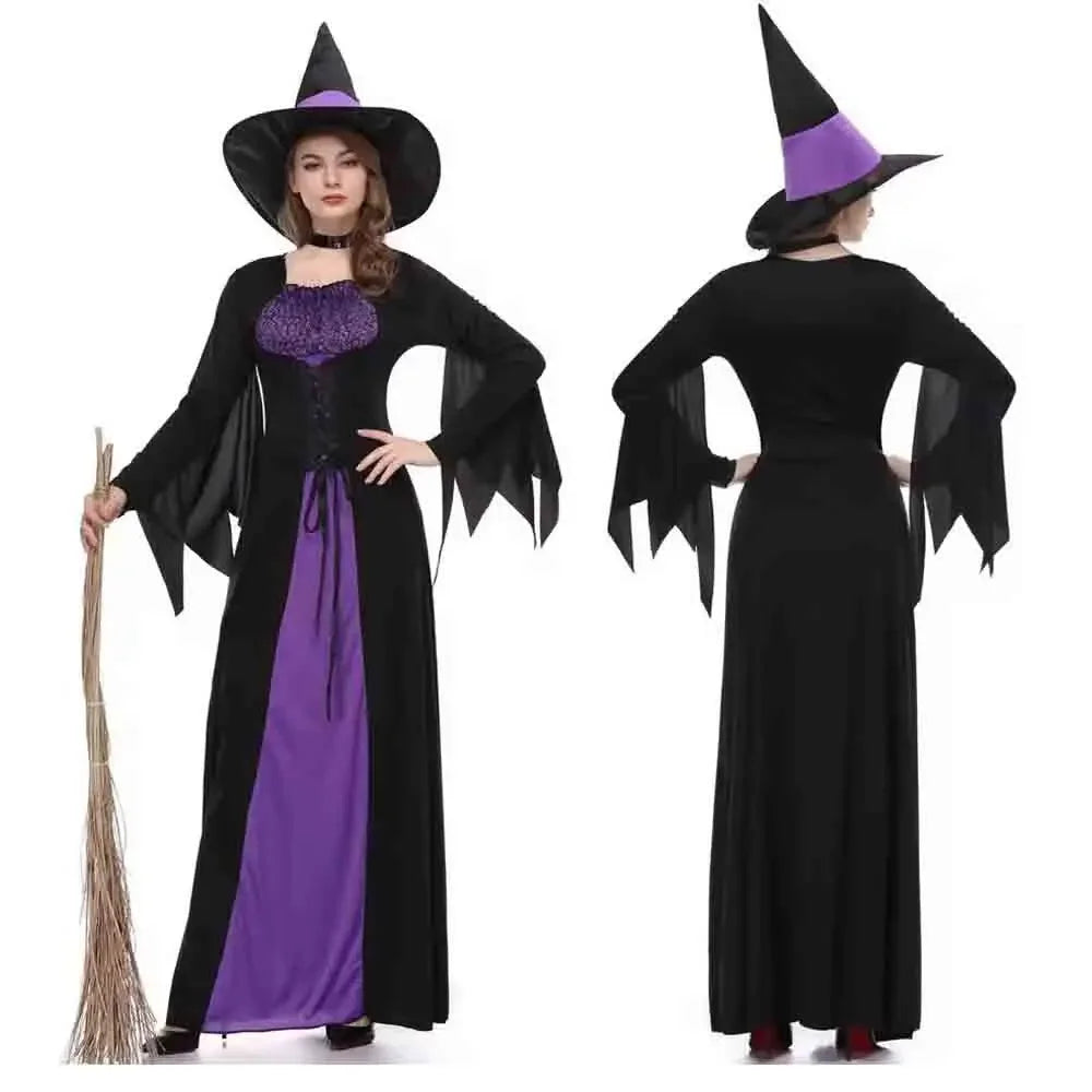 Halloween Carnival Gothic Vampire Witch Cosplay Outfit Adult Women Sorceress Magic Robe For Festival Theme Party Cosplay Show