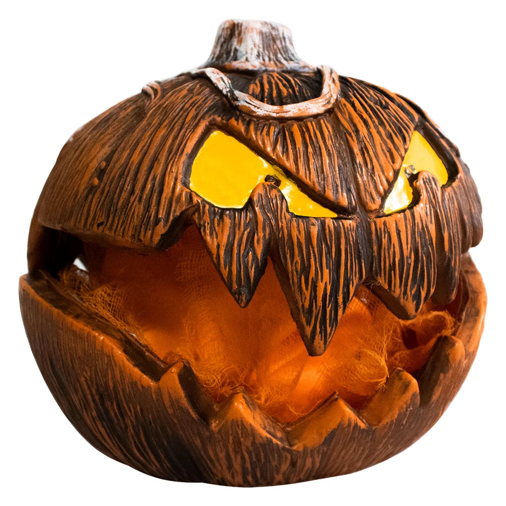 Halloween Pumpkin Decoration Realistic Pumpkin Figurine with Light Up Eyes for Courtyard Bar Haunted House Festivals Party Favor