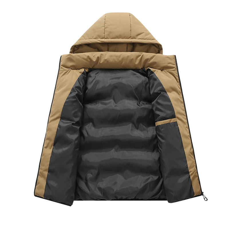 Autumn Winter Men Hooded Thicken Casual Sleeveless Vests Jackets Coat Mens Detachable Hat Waistcoat Vest Man Cotton Outwear Vest