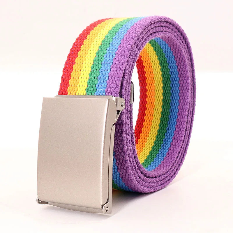 3.8cmX120cm Rainbow Striped Belt Unisex Luxury Brand Design High Quality Slim Belt Fashion Casual Jeans Dress Accessories