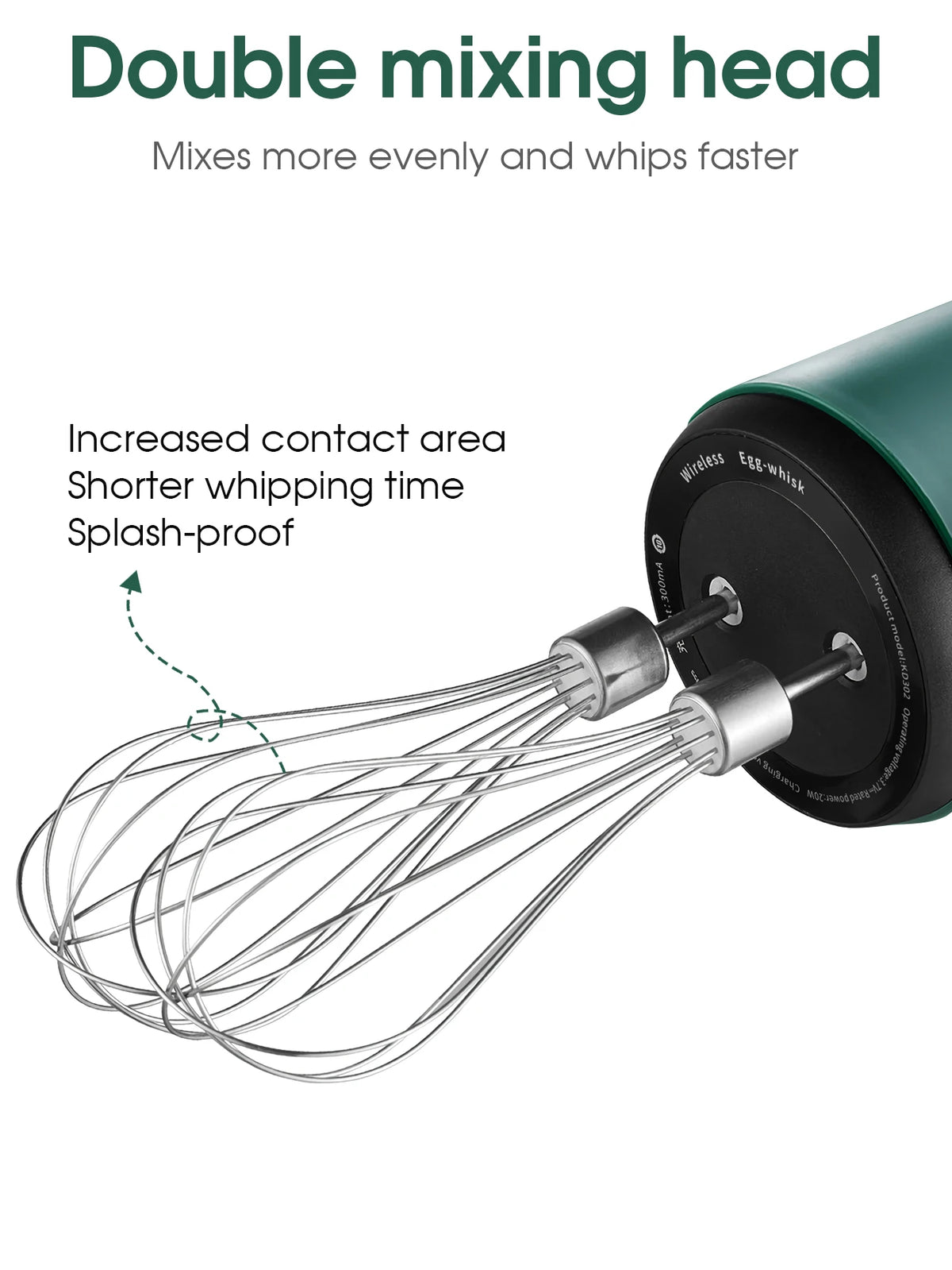 Electric Whisk Twin Stick Model Electric Milk Froth USB Rechargeable 1200mAh 3 Speed Electric Mixer Cake Baking Kitchen Tools