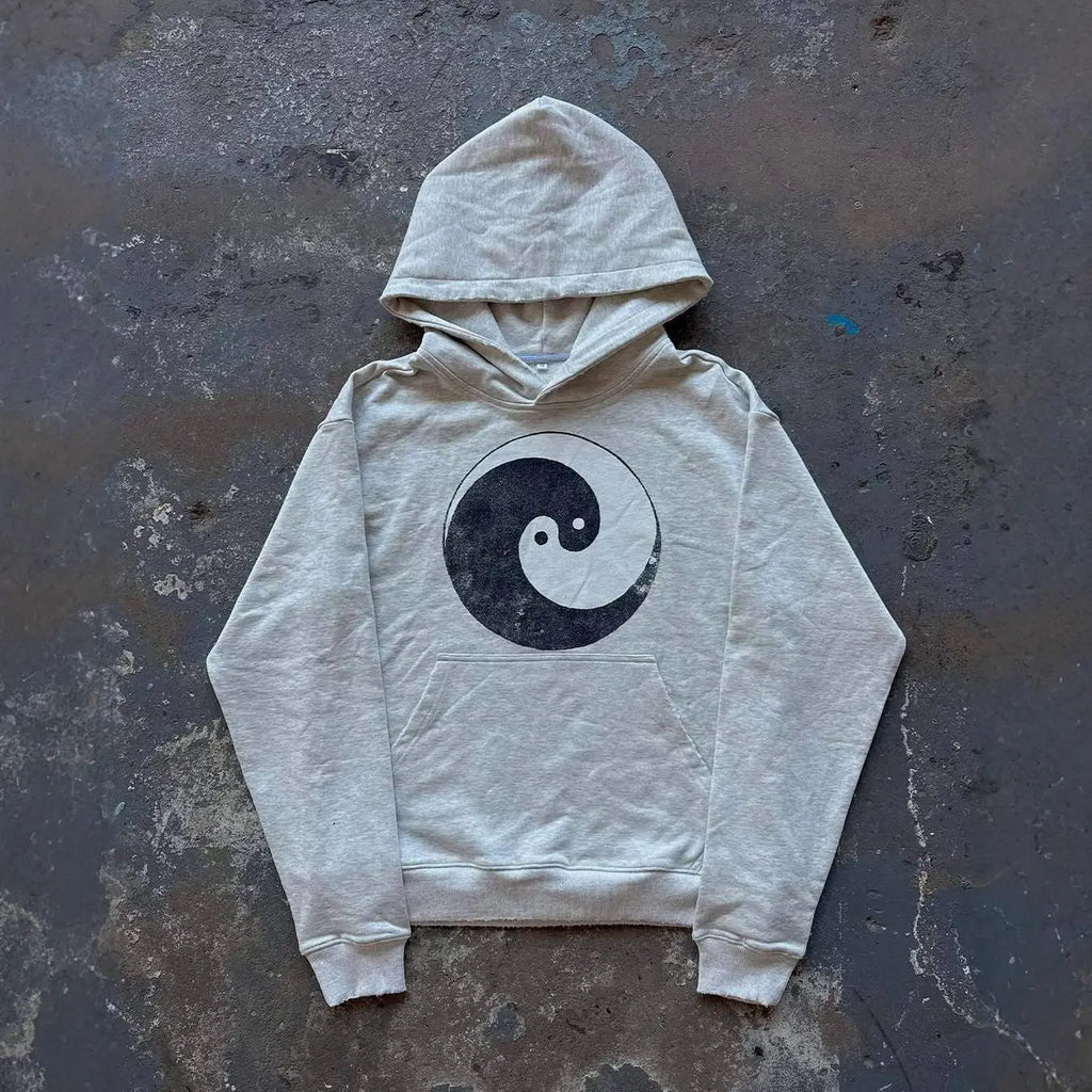 American style new loose-fitting 2025 design fashionable and casual fleece-lined, printed hoodie with featuring printed hood