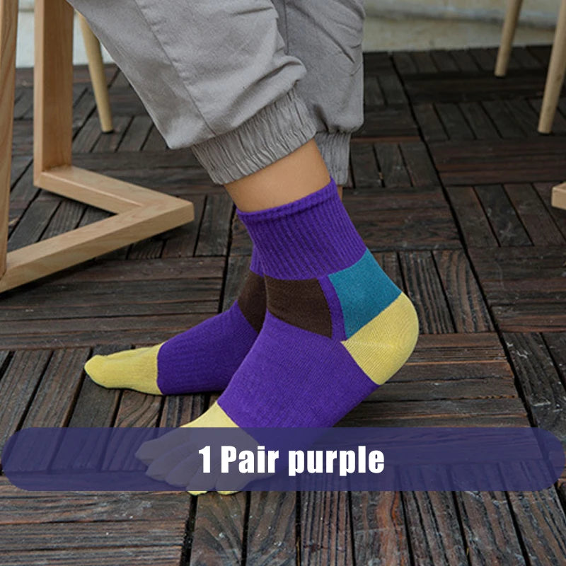 Mans Five Finger Socks Sport Compression Cotton Anti-Bacterial Breathable Warm Outdoor Travel Bike Run Toe Short Socks Student