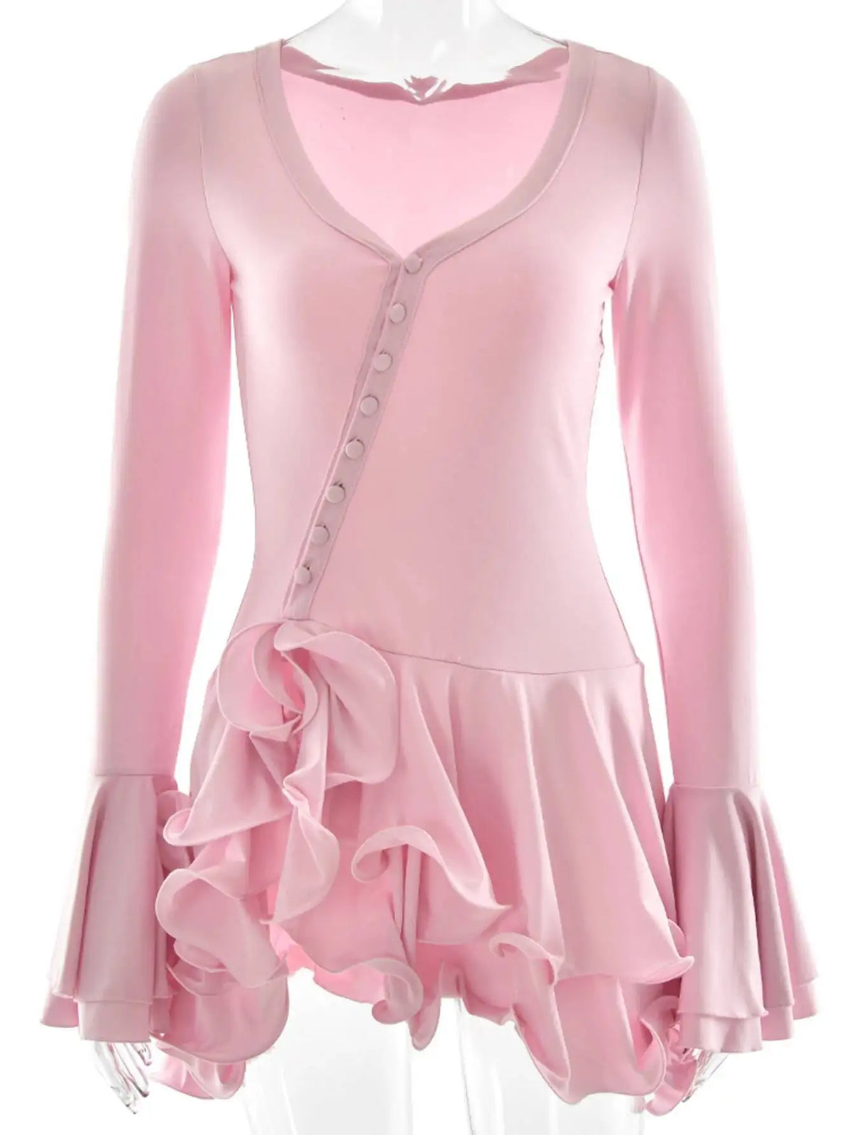 Sexy pink black ruffles mini summer dress women white club birthday party dress woman long sleeve prom evening dresses vestidos