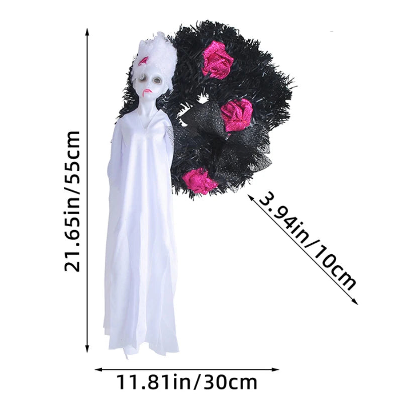 Halloween White Ghost Door Decorations Festival Horror Party Wreath Pendant Haunted House Decoration and Arrangement Props
