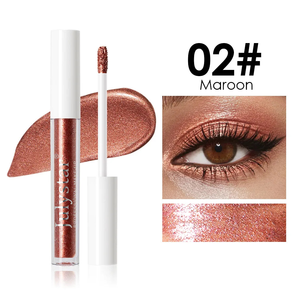 10 Colors Waterproof Liquid Eyeshadow High Shine Long-Lasting Sparkling Eye Shadow Metallic Pink Purple Party Stage Eyes Makeup