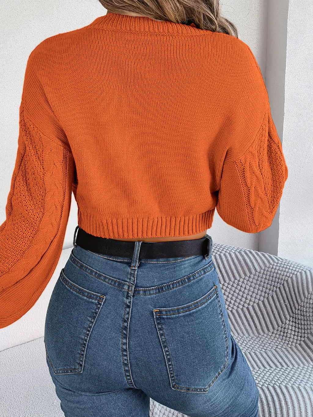Autumn Winter Solid Color Round Neck Women Sweaters 2026 Casual Cable Knitted Long Sleeve Pullover Gray Army Green Red Crop Tops